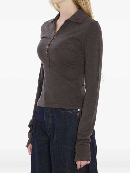 Pulovere casual JACQUEMUS Knitted Polo. BROWN Femei (BM 19511573) 3