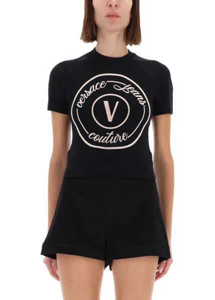 Tricouri Versace Jeans Couture V-Emblem T-Shirt BLACK Femei (BM 19511597) 1