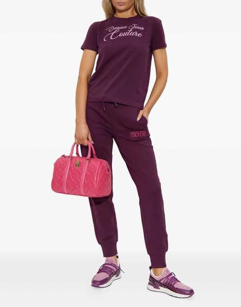 Tricouri Versace Jeans Couture T-Shirt With Logo And Rhinestones BORDEAUX Femei (BM 19511633) 2