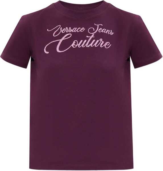 Tricouri Versace Jeans Couture T-Shirt With Logo And Rhinestones BORDEAUX Femei (BM 19511633) 1