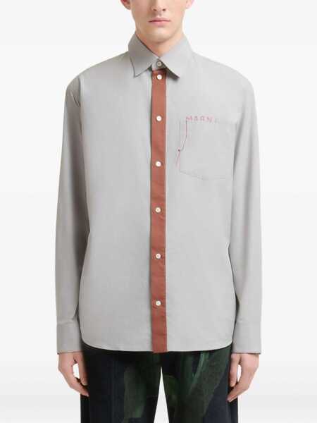 Camasi casual Marni Shirt With Embroidered Logo GREY Barbati (BM 19512170) 2