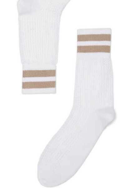Sosete Brunello Cucinelli Waffle stitch cotton knit Socks BIANCOBEIGE Femei (BM 19512557) 3