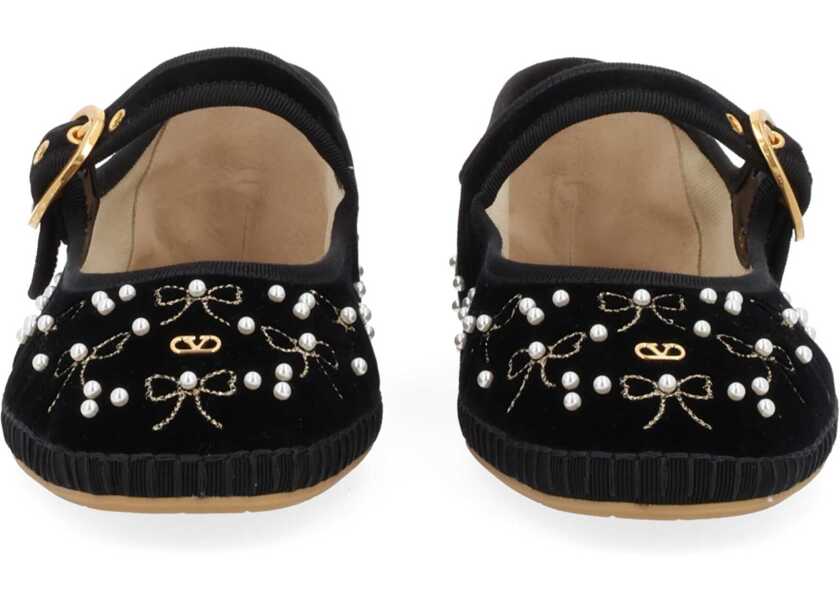 Balerini Valentino Garavani Ballerina With Bows And Pearls BLACK Femei (BM 19515716) 3