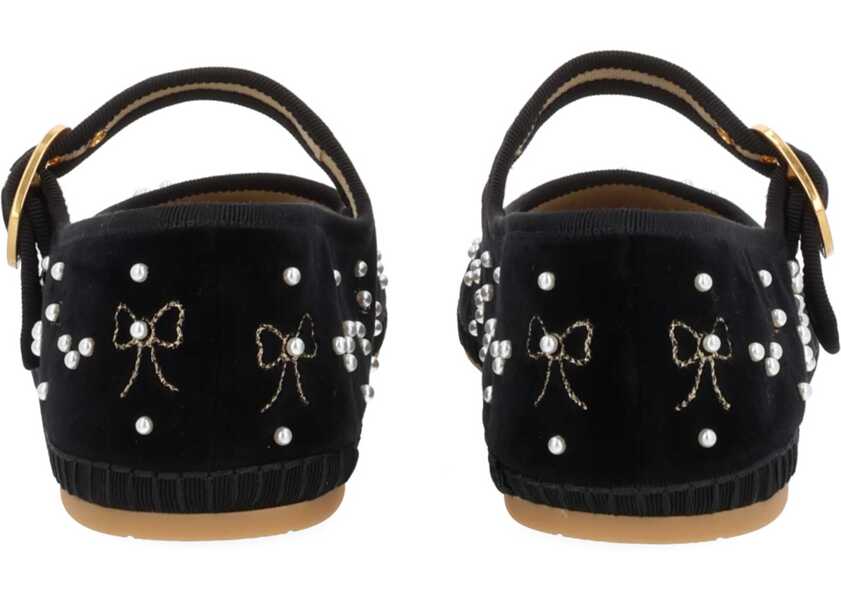 Balerini Valentino Garavani Ballerina With Bows And Pearls BLACK Femei (BM 19515716) 4