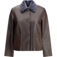 Jachete Leather Jacket with a shearling collar Femei