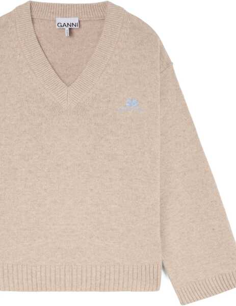 Pulovere Ganni Logo Sweater BEIGE Femei (BM 19518530) 2