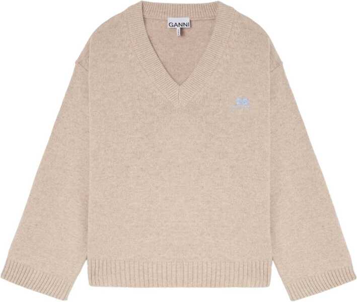 Pulovere Ganni Logo Sweater BEIGE Femei (BM 19518530) 1