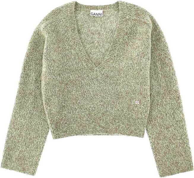 Pulovere Ganni V-Neck Sweater GREEN Femei (BM 19518542) 1