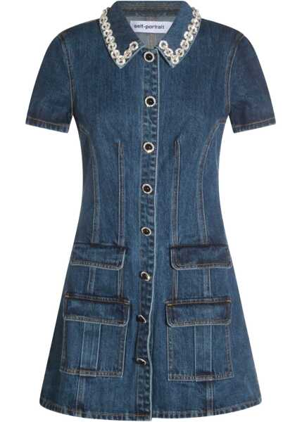Rochii casual Self-Portrait Denim Crystal Mini Dress BLUE Femei (BM 19518635) 1
