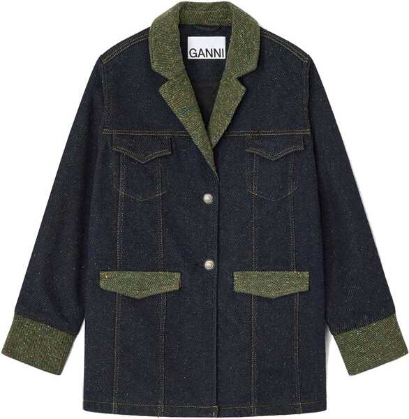 Sacouri Ganni Cotton Denim Blazer CHARCOAL Femei (BM 19518797) 1