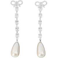 Cercei Bow Pearl Droplet Earrings Femei