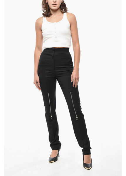 Pantaloni casual Alexander McQueen 4-Pocketed Wool Pants With Knee Zips Black Femei (BM 19521644) 4