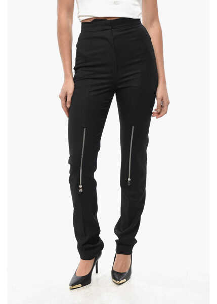 Pantaloni casual Alexander McQueen 4-Pocketed Wool Pants With Knee Zips Black Femei (BM 19521644) 1