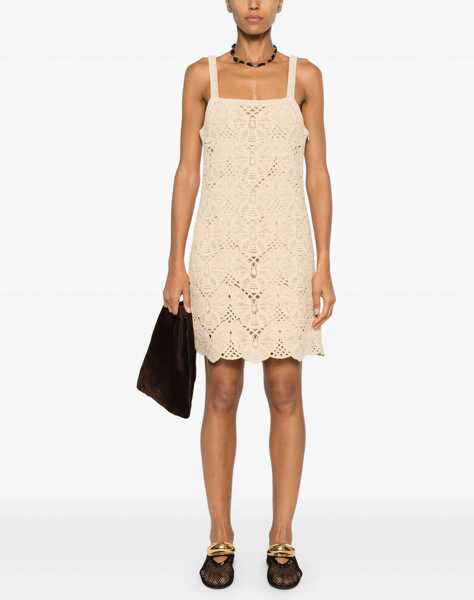 Rochii scurte BY MALENE BIRGER Crochet Cotton Blend Slip Dress Beige Femei (BM 19521650) 2