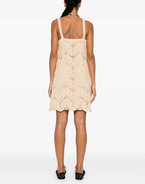 Rochii scurte BY MALENE BIRGER Crochet Cotton Blend Slip Dress Beige Femei (BM 19521650) 4