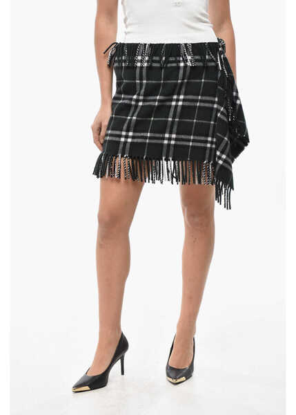 Esarfe Burberry Cashmere Blend Scarf Miniskirt With Tartan Motif And Fringes Green Femei (BM 19521656) 1