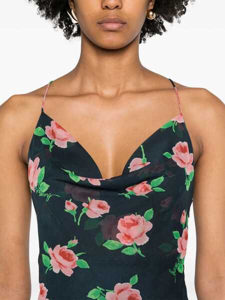 Rochii lungi ROTATE Birger Christensen Floral Patterned Chiffon Slip Dress Blue Femei (BM 19521659) 5