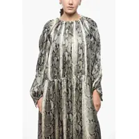 Rochii lungi Khaite Dama - Rochii lungi Khaite Reptil Patterned Maxi Dress With Drawstringed Waist Military Green Femei (BM 19521668) - B-mall.ro