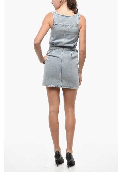 Rochii scurte Self-Portrait Rhinestoned Denim Minidress Light Blue Femei (BM 19521671) 2