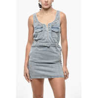 Rochii scurte Self-Portrait Dama - Rochii scurte Self-Portrait Rhinestoned Denim Minidress Light Blue Femei (BM 19521671) - B-mall.ro