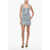 Self-Portrait Rhinestoned Denim Minidress Light Blue