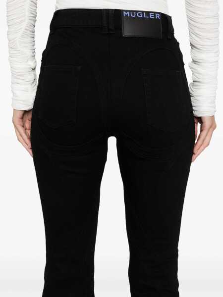 Blugi drepti MUGLER Patchwork Effect Cropped Fit Denims Black Femei (BM 19521677) 5