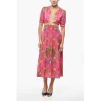 Rochii lungi Silk Tabitha Midi Dress With Floral Motif Femei