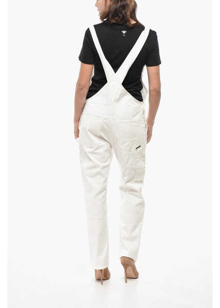 Rochii lungi WASHINGTON DEE CEE Solid Color Denim Jumpsuit With Logoed Buttons White Femei (BM 19521689) 2