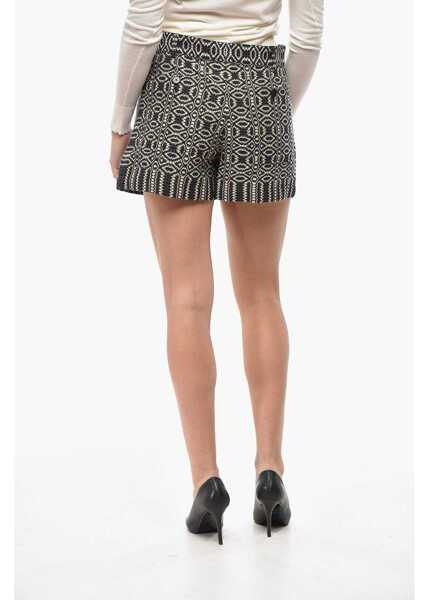Pantaloni scurti Dior Cotton Tweed Regina Shorts Black & White Femei (BM 19521695) 2