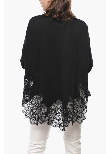 Pulovere Ermanno Scervino Turtleneck Pure Cashmere Sweater With Lace Hem Black Femei (BM 19521698) 2