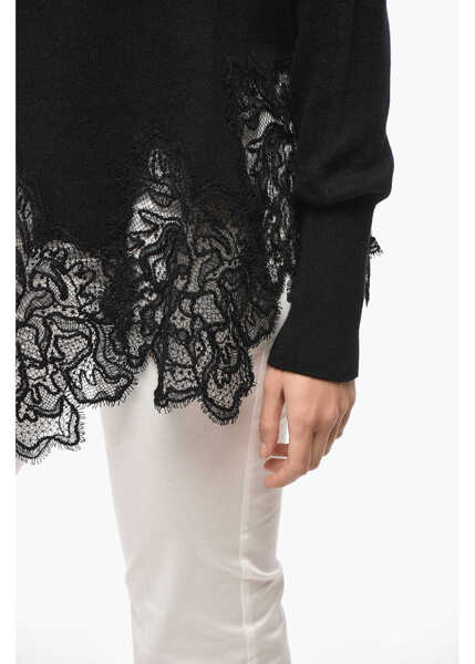 Pulovere Ermanno Scervino Turtleneck Pure Cashmere Sweater With Lace Hem Black Femei (BM 19521698) 3