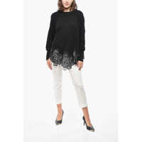 Pulovere Ermanno Scervino Dama - Pulovere Ermanno Scervino Turtleneck Pure Cashmere Sweater With Lace Hem Black Femei (BM 19521698) - B-mall.ro