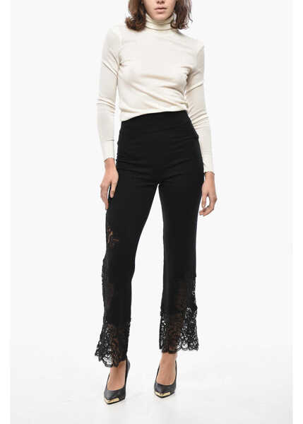 Pantaloni casual Ermanno Scervino Cashmere Pants With Lace Hem Black Femei (BM 19521704) 4
