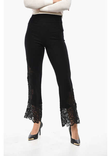 Pantaloni casual Ermanno Scervino Cashmere Pants With Lace Hem Black Femei (BM 19521704) 1