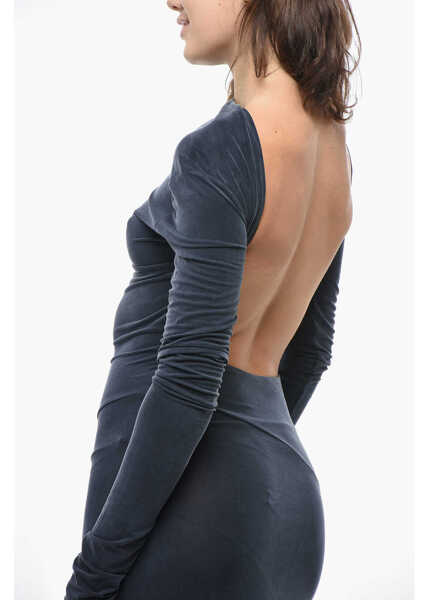 Rochii lungi THE ANDAMANE Jersey Sabrina Flared Dress With Bare Back Design Blue Femei (BM 19521710) 3