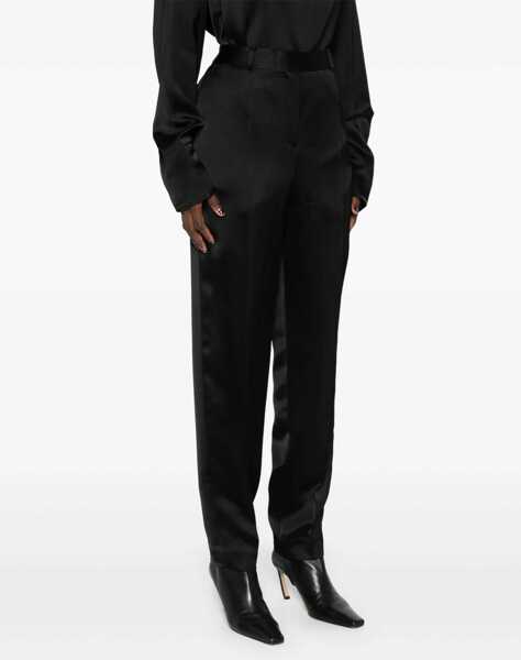 Pantaloni casual TOTME Low-Rise Satin Pants With Belt Loops Black Femei (BM 19521716) 3