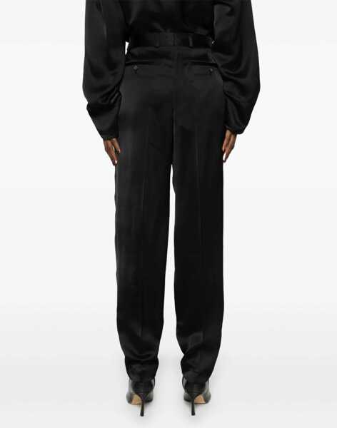 Pantaloni casual TOTME Low-Rise Satin Pants With Belt Loops Black Femei (BM 19521716) 4