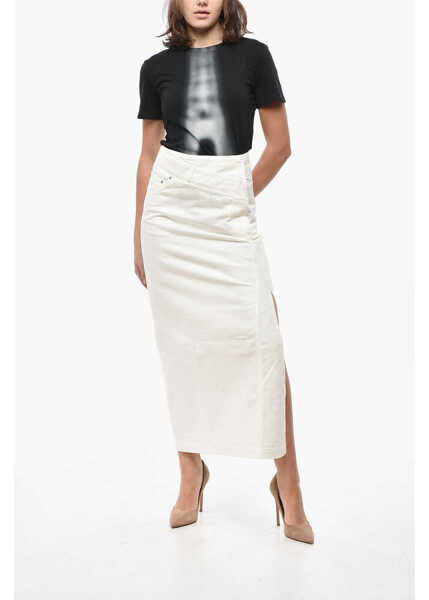 Fuste lungi Loewe Denim Decontructed Skirt With Side Zip White Femei (BM 19521722) 4