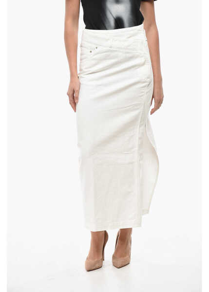 Fuste lungi Loewe Denim Decontructed Skirt With Side Zip White Femei (BM 19521722) 1