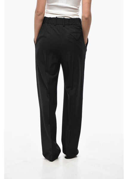 Pantaloni casual Bottega Veneta Wool Straight Fit Pants With Elastic Waistband Black Femei (BM 19521734) 2