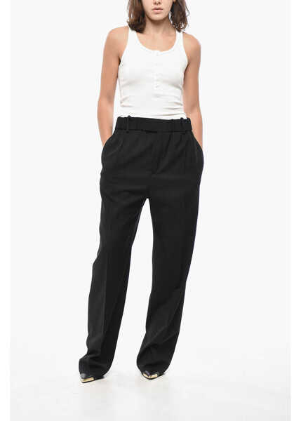 Pantaloni casual Bottega Veneta Wool Straight Fit Pants With Elastic Waistband Black Femei (BM 19521734) 4