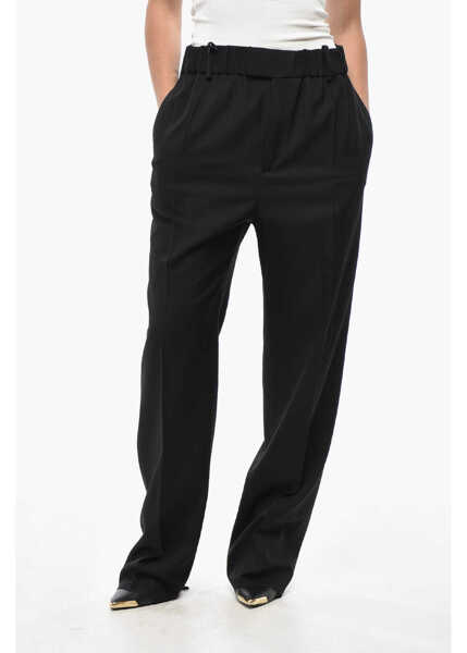 Pantaloni casual Bottega Veneta Wool Straight Fit Pants With Elastic Waistband Black Femei (BM 19521734) 1