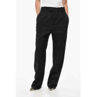 Pantaloni casual Wool Straight Fit Pants With Elastic Waistband Femei