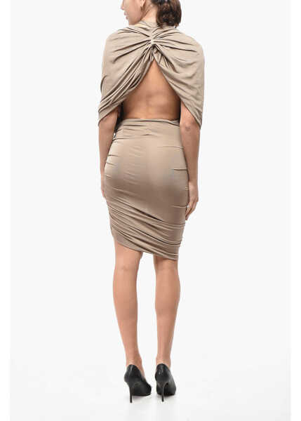 Rochii scurte Magda Butrym Draped Minidress With Cape Detail Beige Femei (BM 19521740) 2