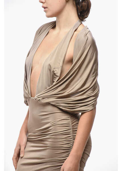 Rochii scurte Magda Butrym Draped Minidress With Cape Detail Beige Femei (BM 19521740) 3