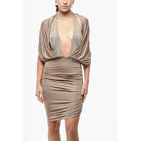 Rochii scurte Magda Butrym Dama - Rochii scurte Magda Butrym Draped Minidress With Cape Detail Beige Femei (BM 19521740) - B-mall.ro