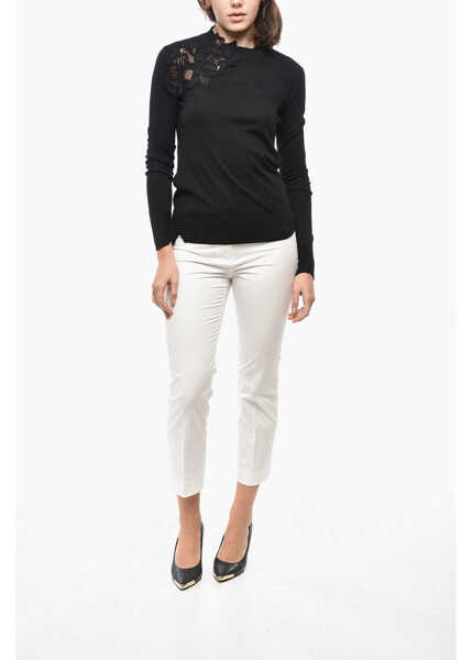 Pulovere Ermanno Scervino Merino Wool Sweater With Lace Detail Black Femei (BM 19521743) 4