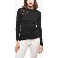 Pulovere Merino Wool Sweater With Lace Detail Femei