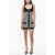 Balmain Houndstooth Motif Two-Tone Dress With Golden Buttons Black & White
