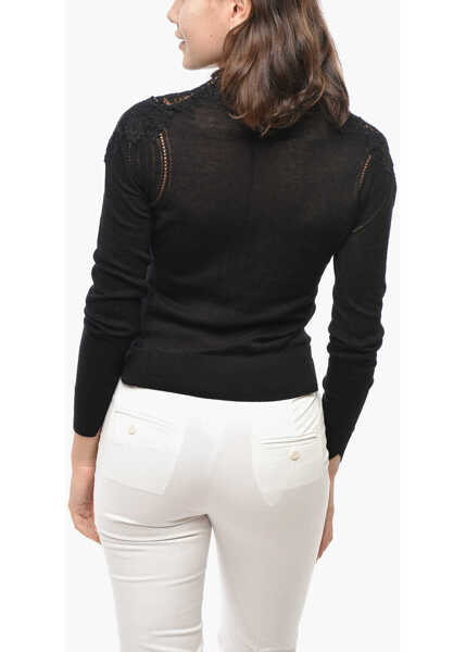Pulovere Ermanno Scervino Cashmere Blend Sweater With Lace Embellishment Black Femei (BM 19521758) 2